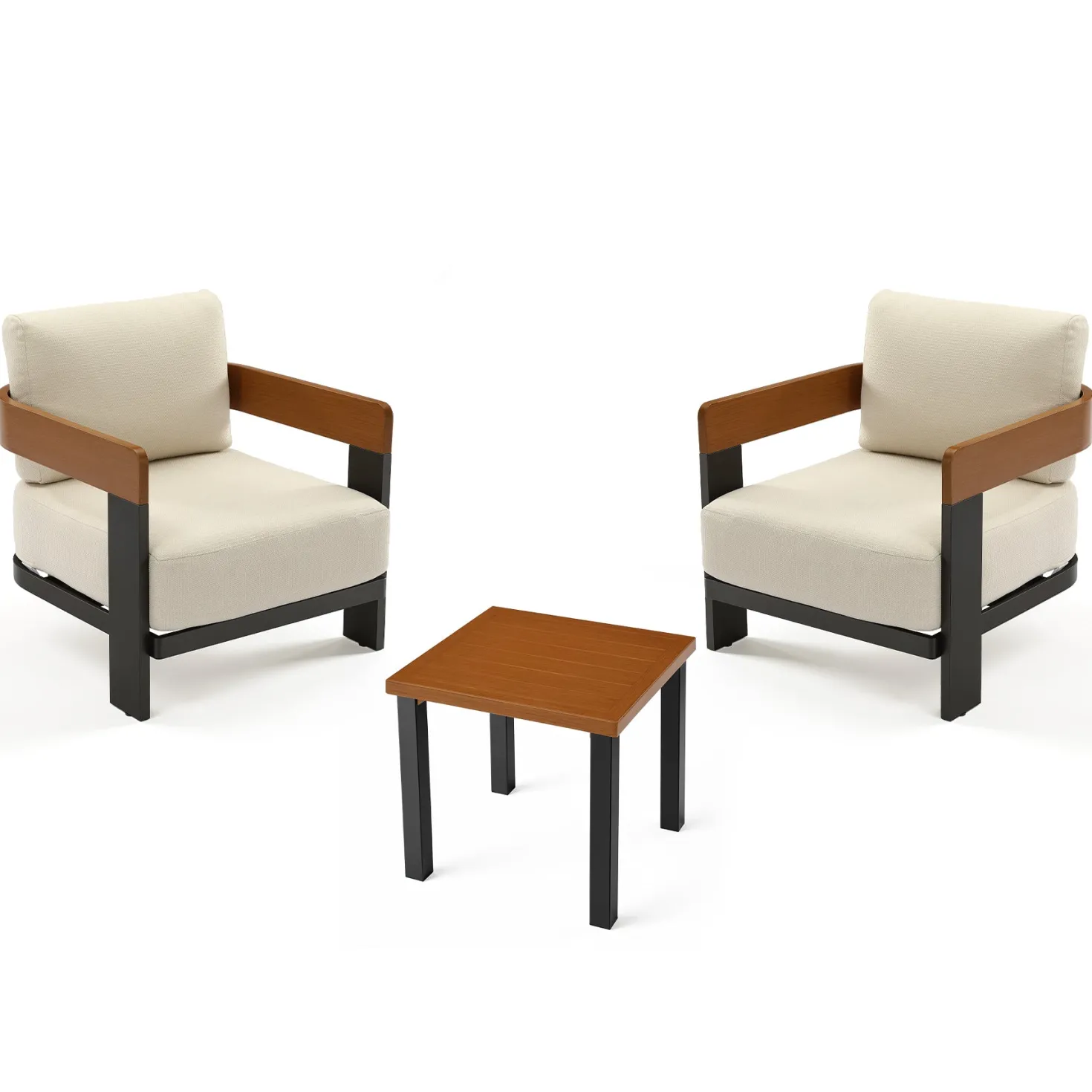 2-Person Patio Conversation Sets With Cushions, 3-Piece Outdoor Furniture Set