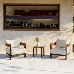 2-Person Patio Conversation Sets With Cushions, 3-Piece Outdoor Furniture Set