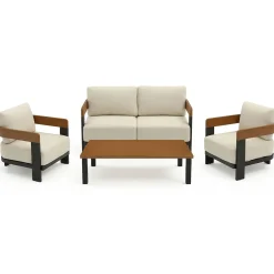 4-Piece Patio Conversation Set, 4 Seats Outdoor Sectional with Coffee Table