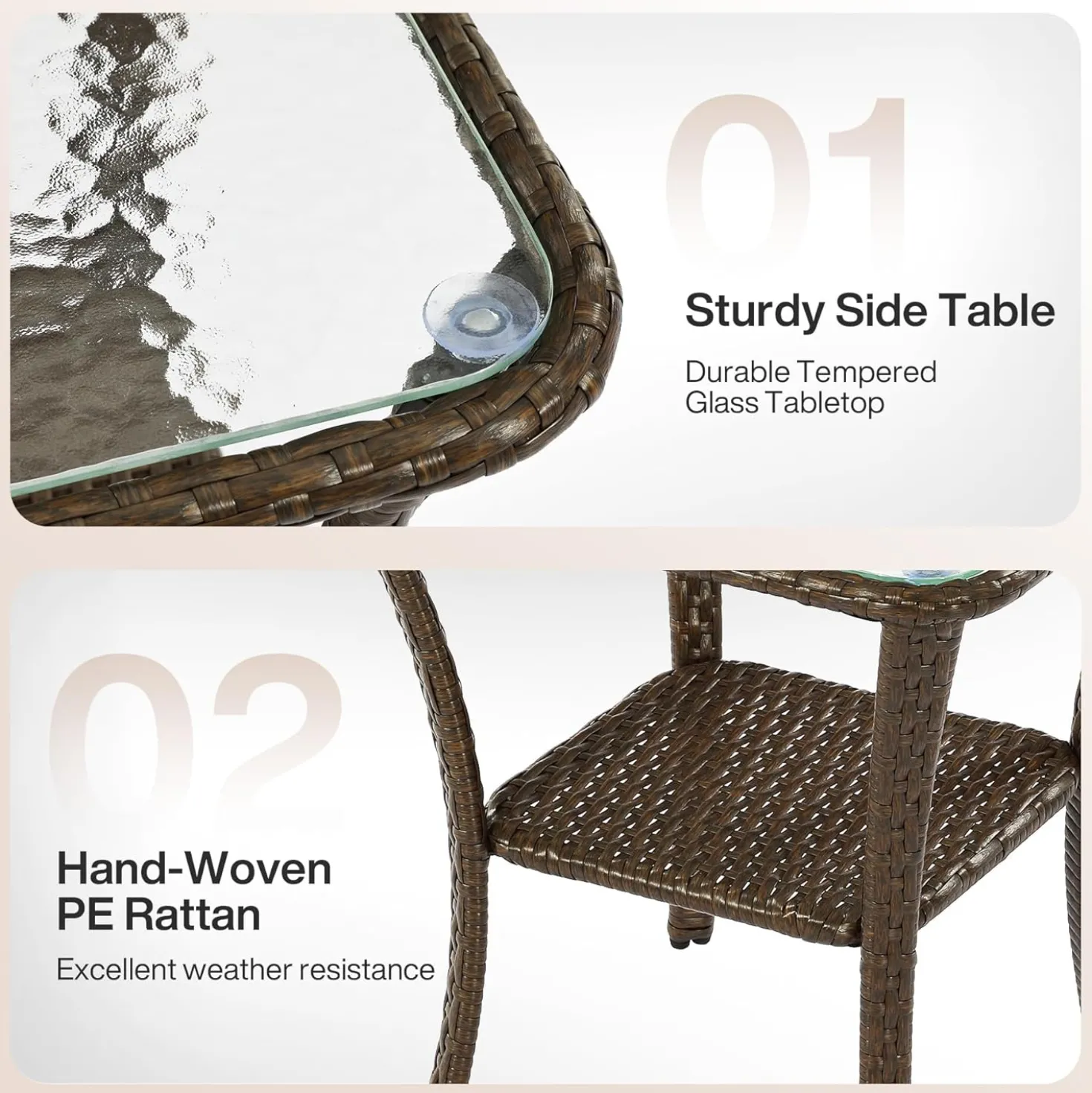 3-Piece Patio Furniture Set, Outdoor Wicker Swivel Chairs Bistro Sets