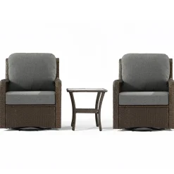 3-Piece Patio Furniture Set, Outdoor Wicker Swivel Chairs Bistro Sets