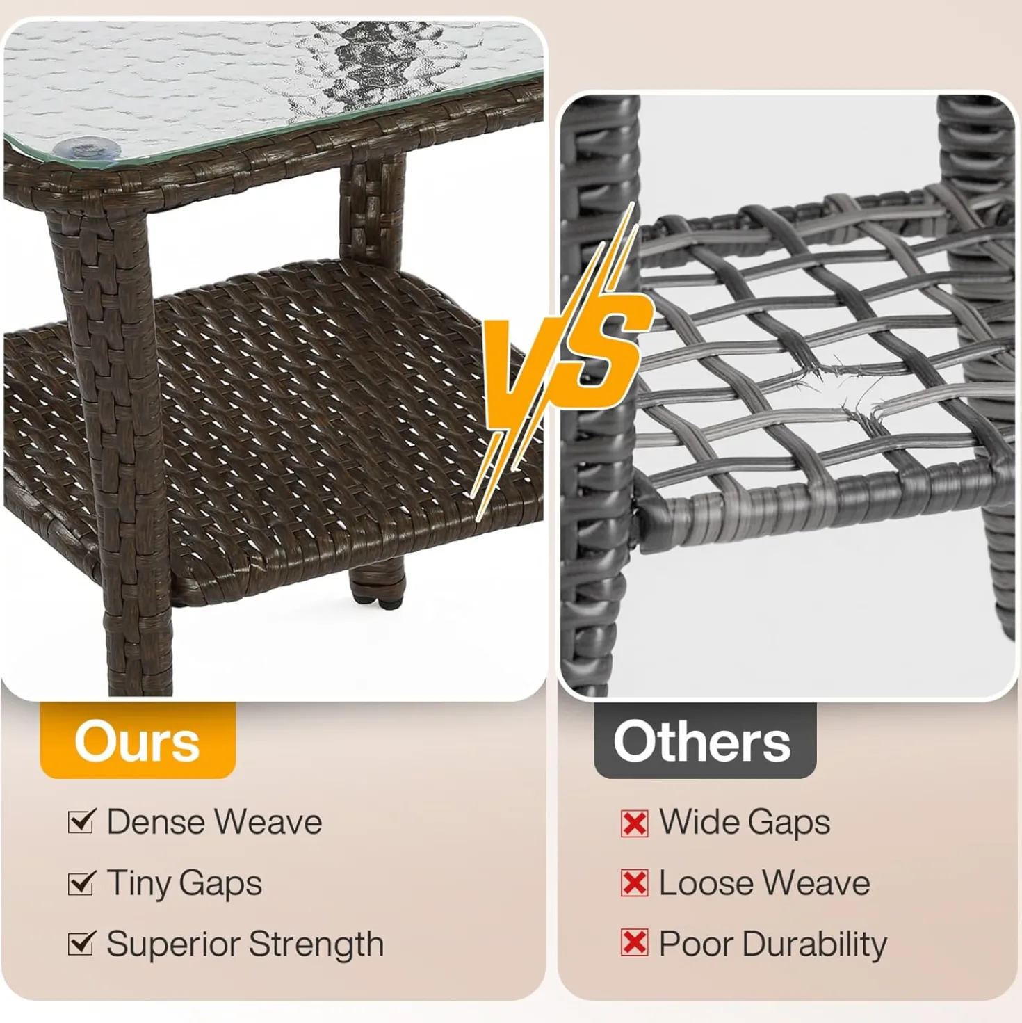 3-Piece Patio Furniture Set, Outdoor Wicker Swivel Chairs Bistro Sets
