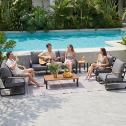 6-Piece Patio Furniture Set Outdoor Conversation Sets with Sofas & Coffee Table & Side Table