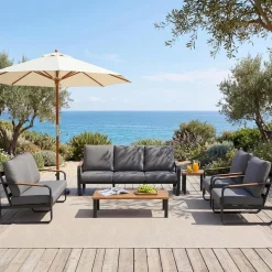 6-Piece Patio Furniture Set Outdoor Conversation Sets with Sofas & Coffee Table & Side Table