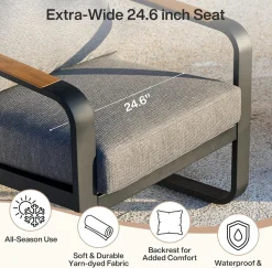 6-Piece Patio Furniture Set Outdoor Conversation Sets with Sofas & Coffee Table & Side Table