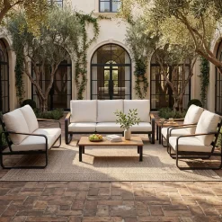 6-Piece Patio Furniture Set Outdoor Conversation Sets with Sofas & Coffee Table & Side Table