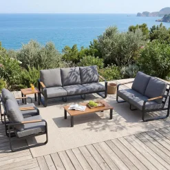 6-Piece Patio Furniture Set Outdoor Conversation Sets with Sofas & Coffee Table & Side Table