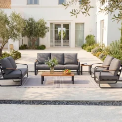 6-Piece Patio Furniture Set Outdoor Conversation Sets with Sofas & Coffee Table & Side Table