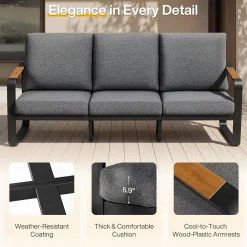 5-Piece Patio Furniture Set Outdoor Conversation Sets with Sofas & Coffee Table & Side Table