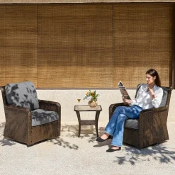 5-Piece Wicker Patio Furniture Set, Outdoor PE Rattan Conversation Set for Backyard