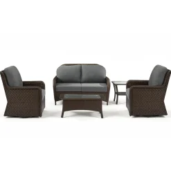 5-Piece Wicker Patio Furniture Set, Outdoor PE Rattan Conversation Set for Backyard