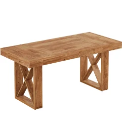 Rectangle Dining Table, 63" Farmhouse Kitchen Table for 4-6 People