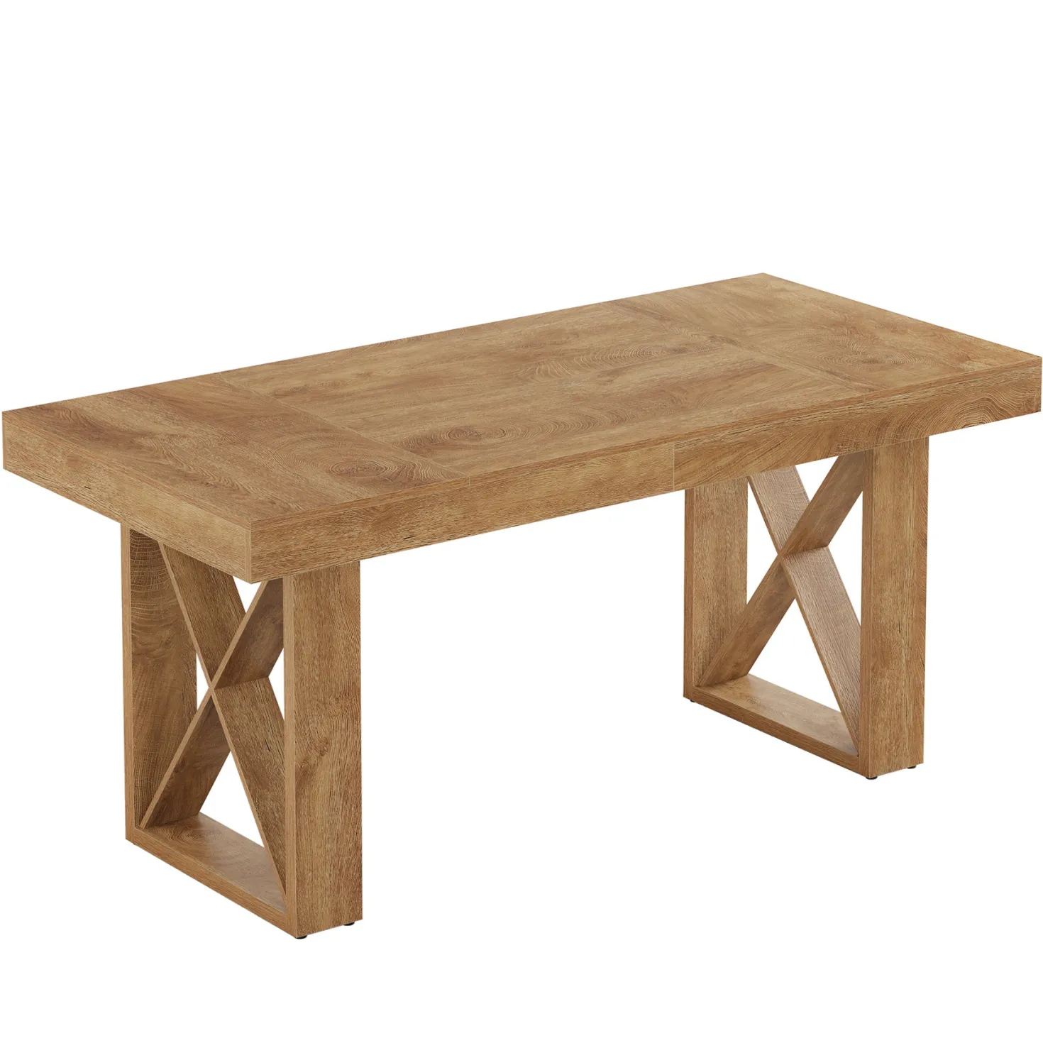 Rectangle Dining Table, 63" Farmhouse Kitchen Table for 4-6 People