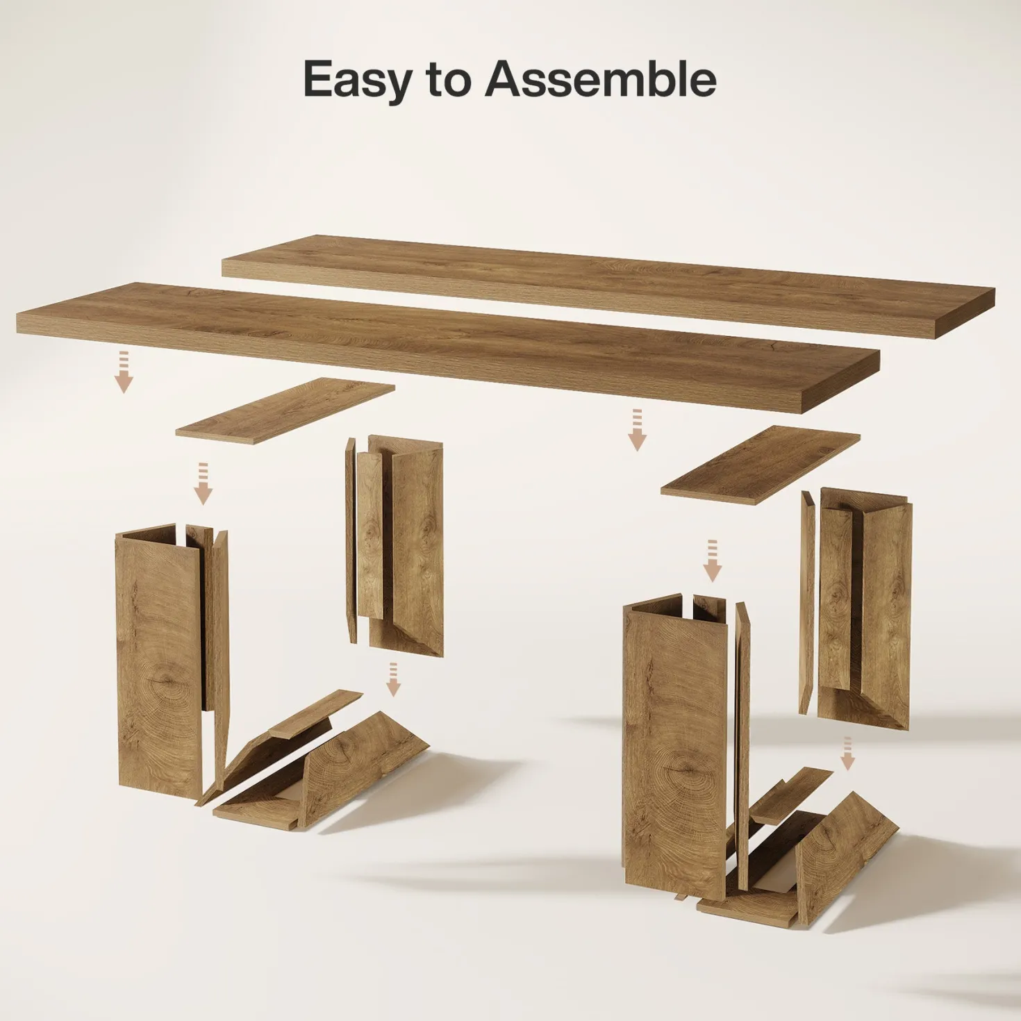 Rectangle Dining Table for 6-8, 63" Kitchen Table with Geometric Frame