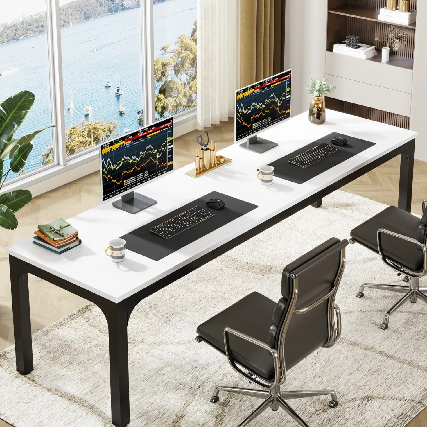 Rectangle Executive Desk, 78.7" Computer Desk 6FT Conference Table