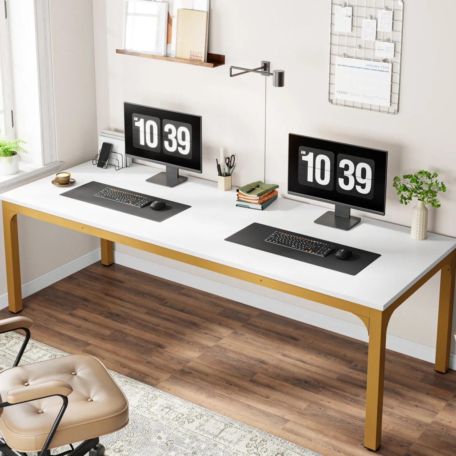 Rectangle Executive Desk, 78.7" Computer Desk 6FT Conference Table