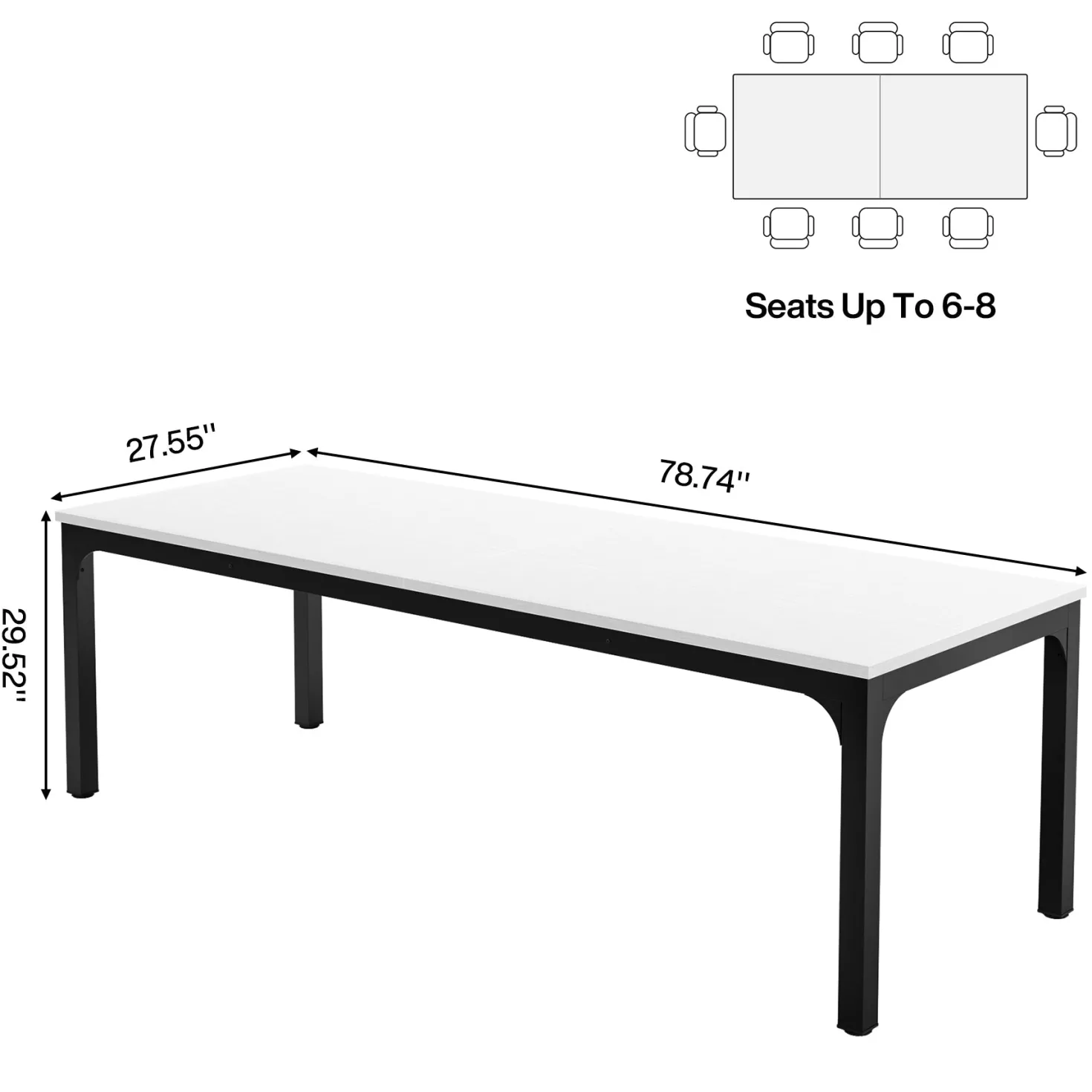 Rectangle Executive Desk, 78.7" Computer Desk 6FT Conference Table