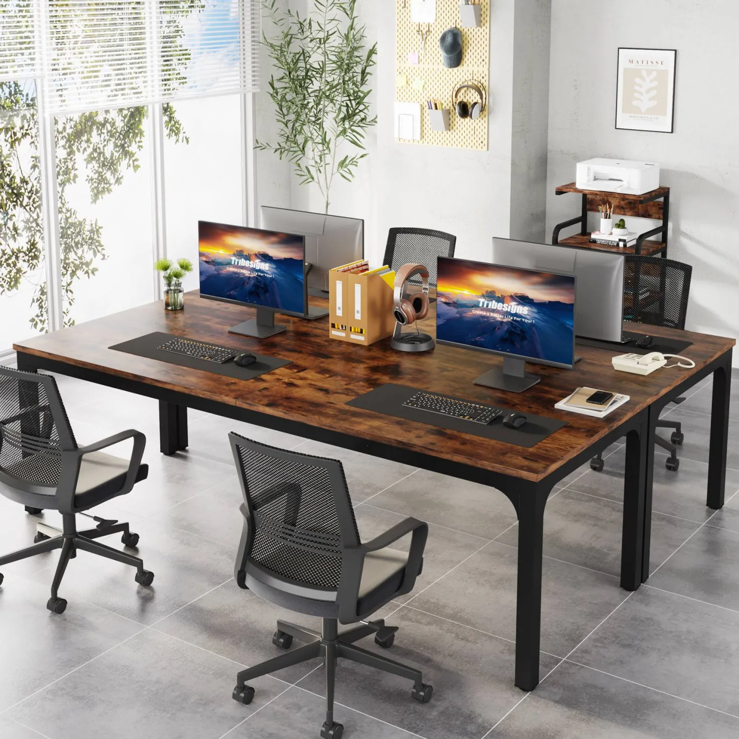 Rectangle Executive Desk, 78.7" Computer Desk 6FT Conference Table