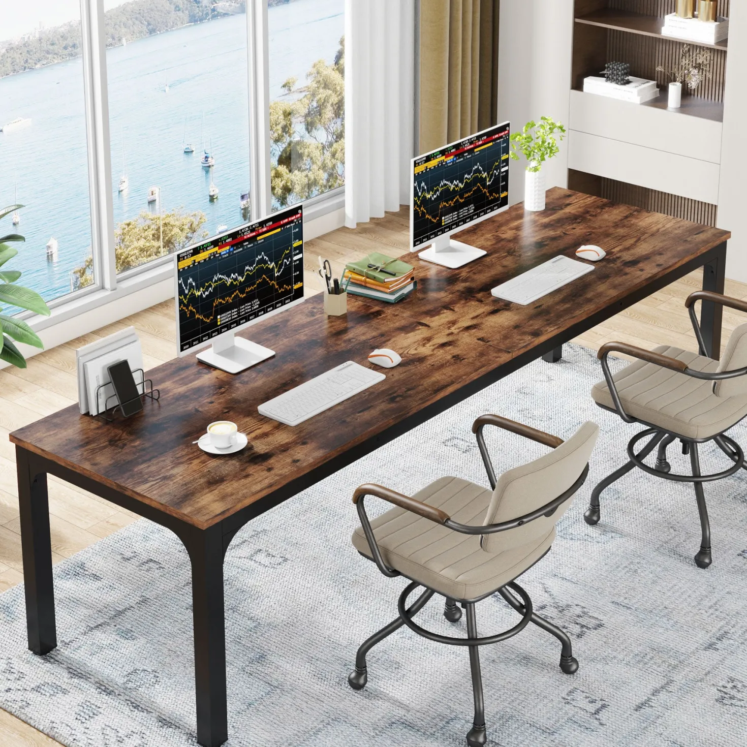 Rectangle Executive Desk, 78.7" Computer Desk 6FT Conference Table