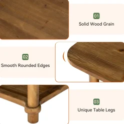 Rectangle Solid Wood Coffee Table, 47" Center Table with 2-Tier Storage