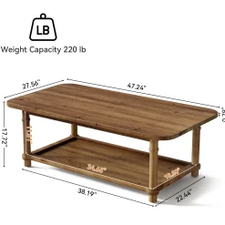 Rectangle Solid Wood Coffee Table, 47
