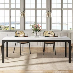 Rectangular Dining Table, 78 inch Long Kitchen Table for 6-8 People
