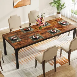 Rectangular Dining Table, 78 inch Long Kitchen Table for 6-8 People