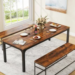 Rectangular Dining Table, 78 inch Long Kitchen Table for 6-8 People