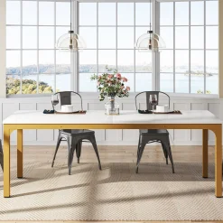 Rectangular Dining Table, 78 inch Long Kitchen Table for 6-8 People
