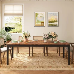 Rectangular Dining Table, 78 inch Long Kitchen Table for 6-8 People
