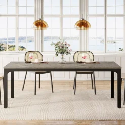 Rectangular Dining Table, 78 inch Long Kitchen Table for 6-8 People