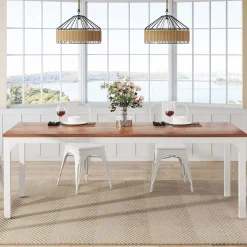 Rectangular Dining Table, 78 inch Long Kitchen Table for 6-8 People