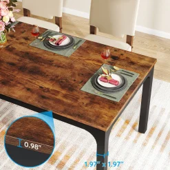 Rectangular Dining Table, 78 inch Long Kitchen Table for 6-8 People
