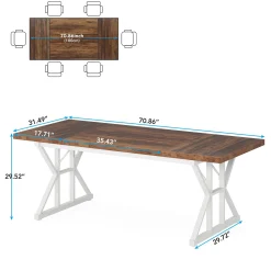 Rectangular Dining Table, Farmhouse 70.8