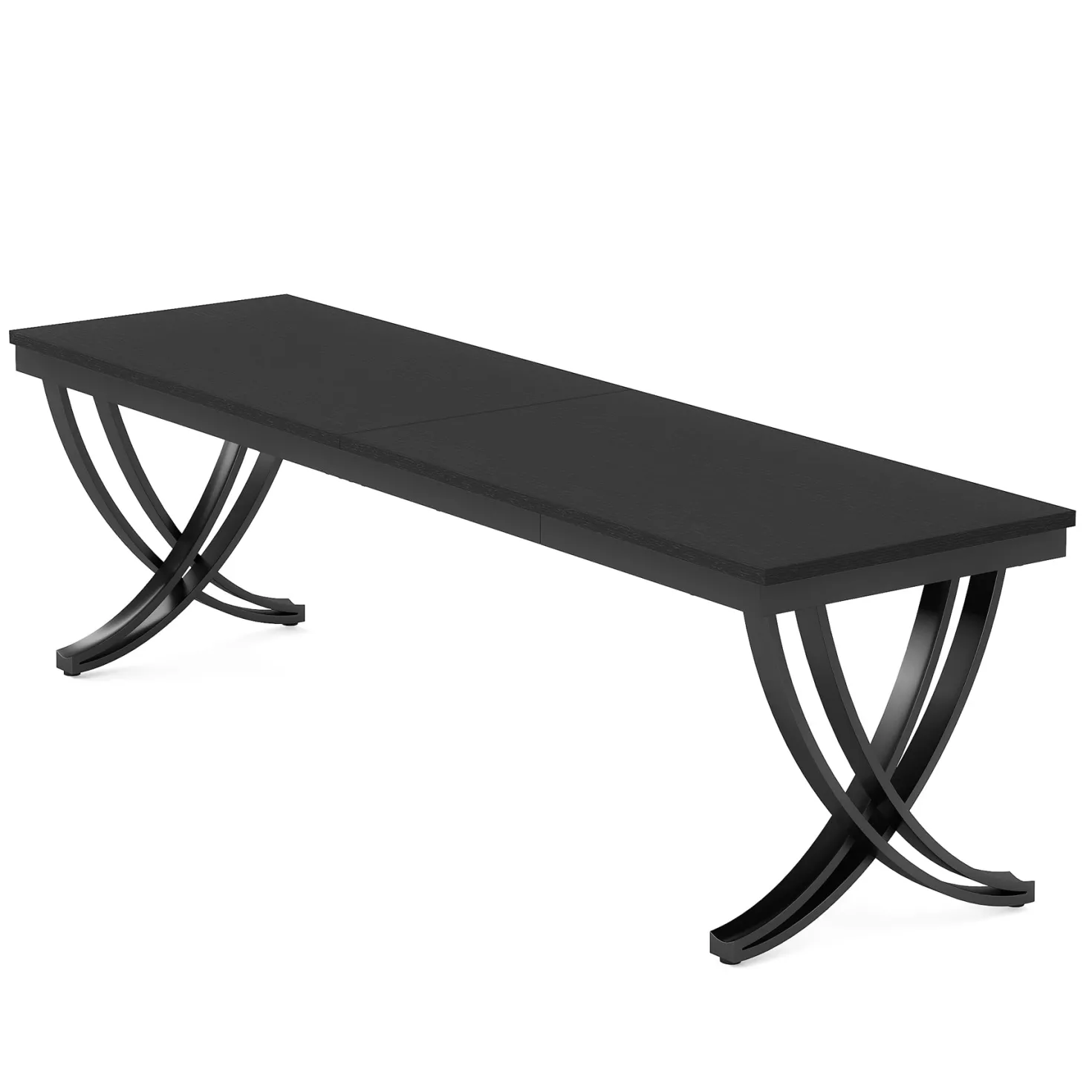 Rectangular Dining Table for 6-8, 78" Farmhouse Dinner Table with Metal Legs