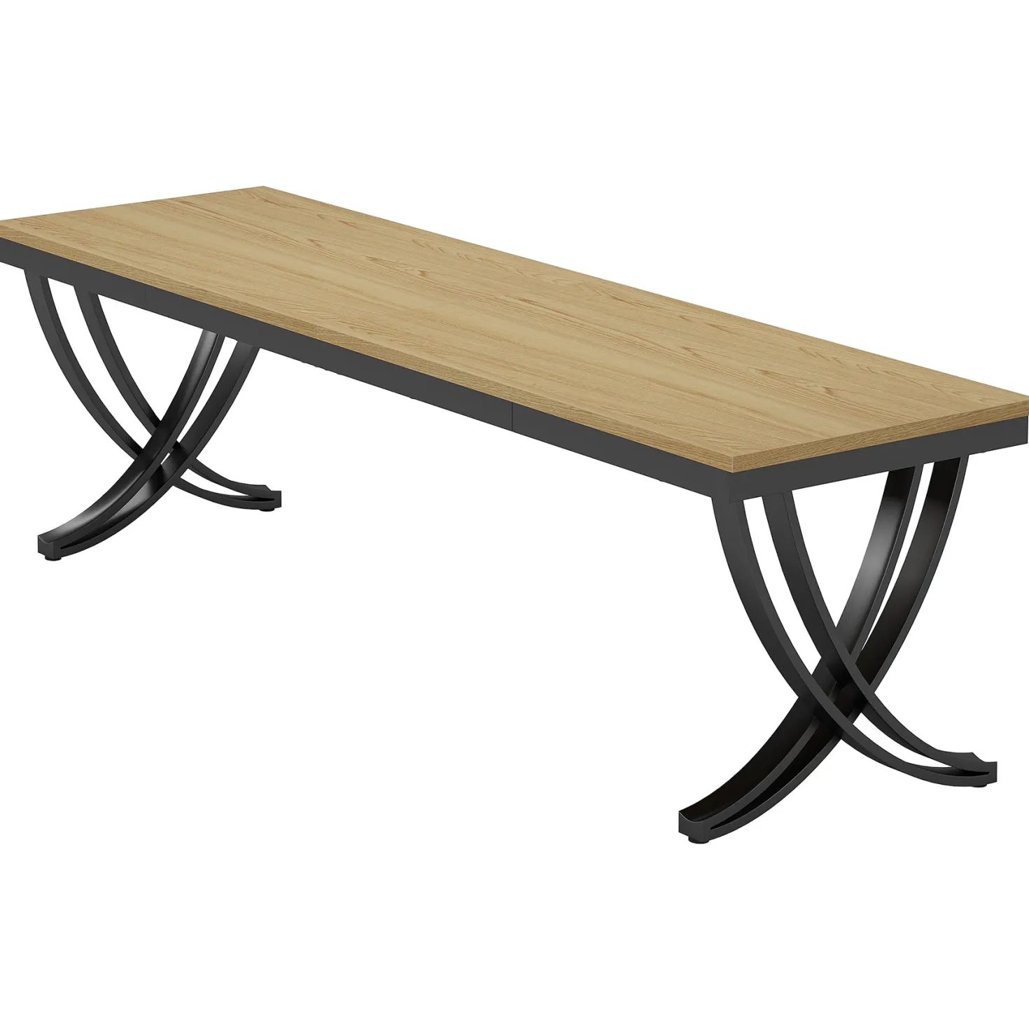 Rectangular Dining Table for 6-8, 78" Farmhouse Dinner Table with Metal Legs