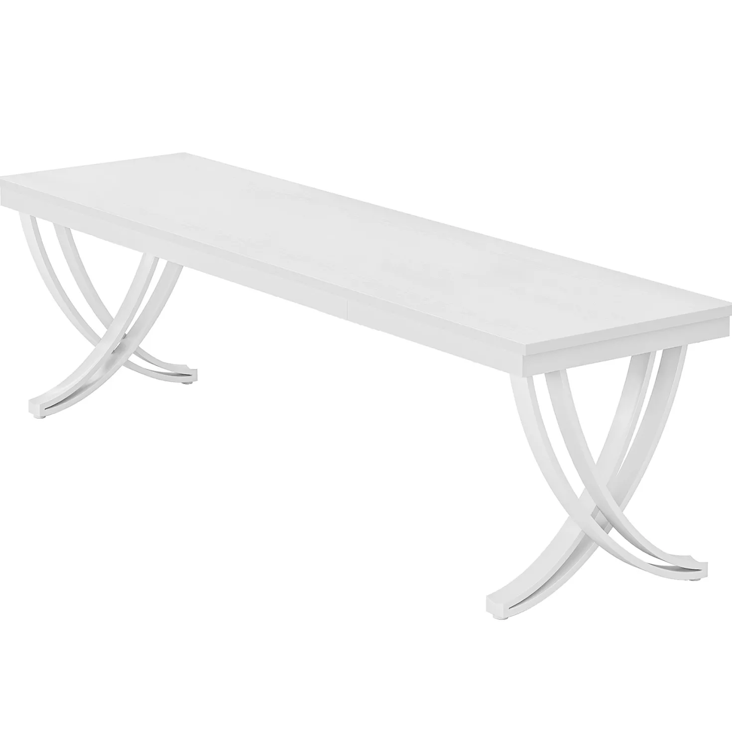 Rectangular Dining Table for 6-8, 78" Farmhouse Dinner Table with Metal Legs