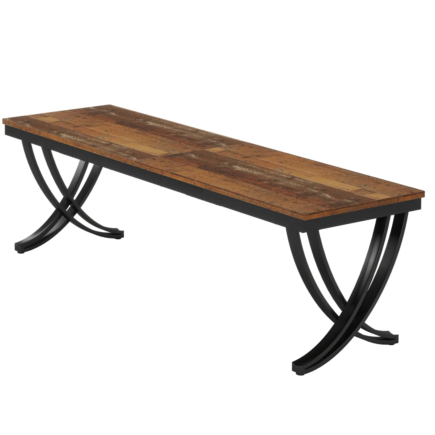 Rectangular Dining Table for 6-8, 78" Farmhouse Dinner Table with Metal Legs