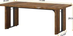 Rectangular Dining Table, 71" Farmhouse Breakfast Table for 6 to 8 People