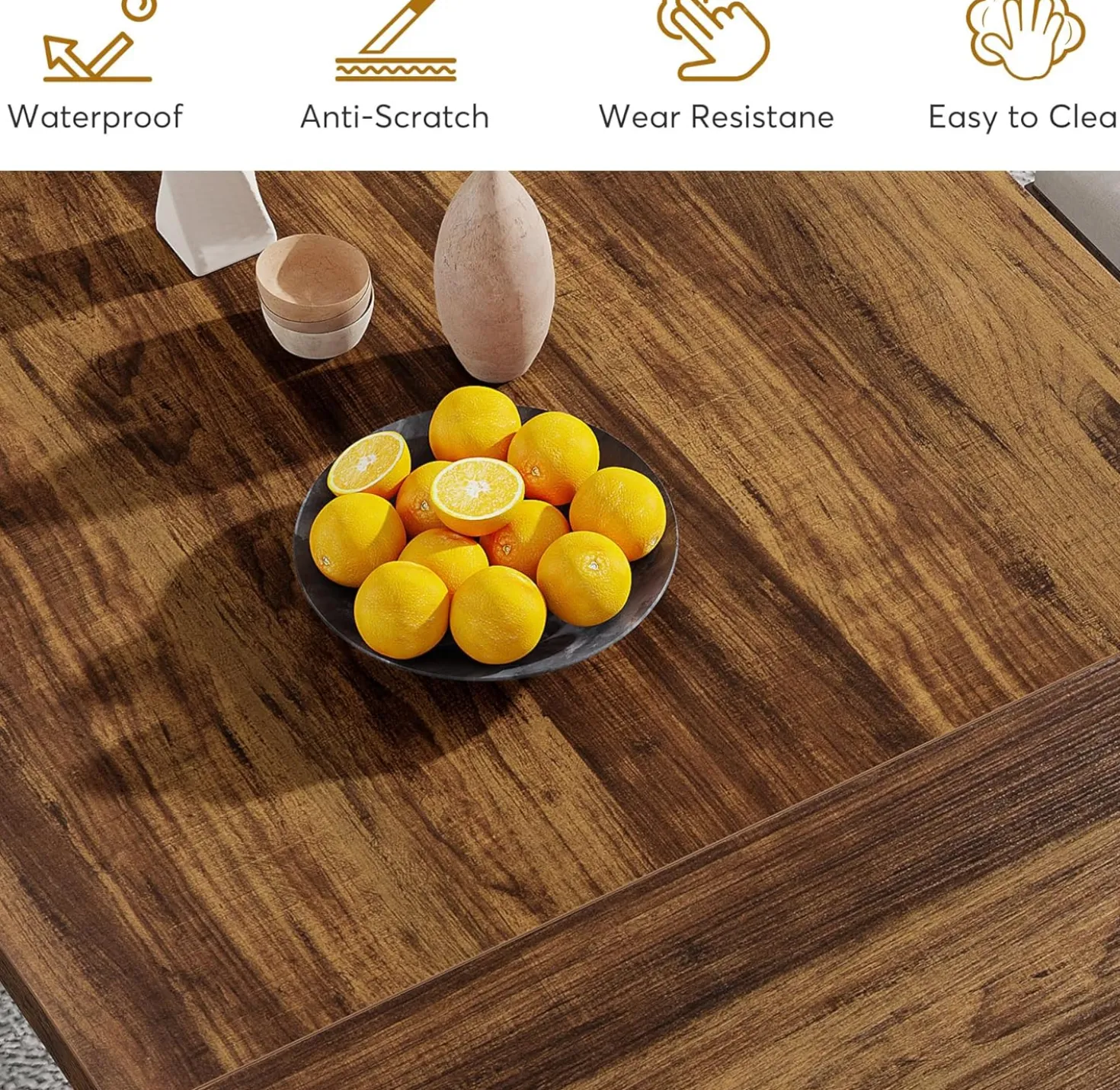 Rectangular Dining Table, 71" Farmhouse Breakfast Table for 6 to 8 People
