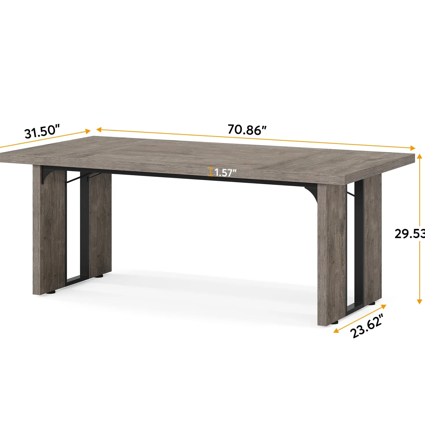 Rectangular Dining Table, 71" Farmhouse Breakfast Table for 6 to 8 People