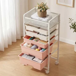 Rolling Craft Cart with Drawers, Rolling Utility Cart Art Craft Organizers and Storage with Lockable Wheels