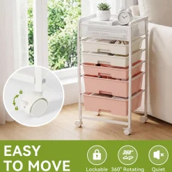 Rolling Craft Cart with Drawers, Rolling Utility Cart Art Craft Organizers and Storage with Lockable Wheels