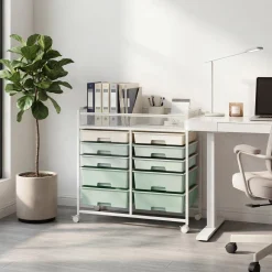 Rolling Craft Cart with Drawers, Rolling Utility Cart Art Craft Organizers and Storage with Lockable Wheels
