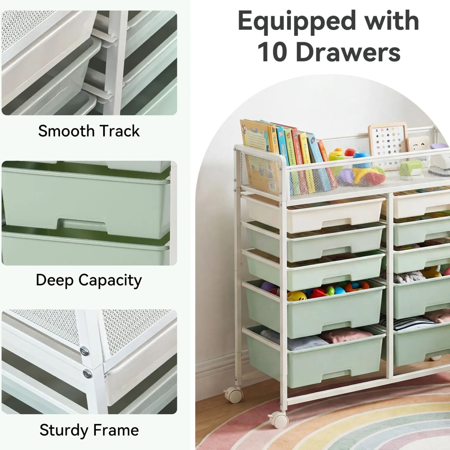 Rolling Craft Cart with Drawers, Rolling Utility Cart Art Craft Organizers and Storage with Lockable Wheels