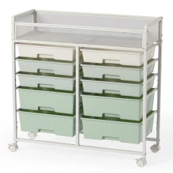 Rolling Craft Cart with Drawers, Rolling Utility Cart Art Craft Organizers and Storage with Lockable Wheels