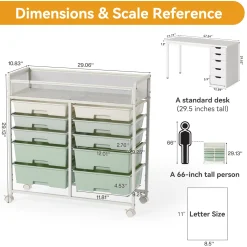 Rolling Craft Cart with Drawers, Rolling Utility Cart Art Craft Organizers and Storage with Lockable Wheels