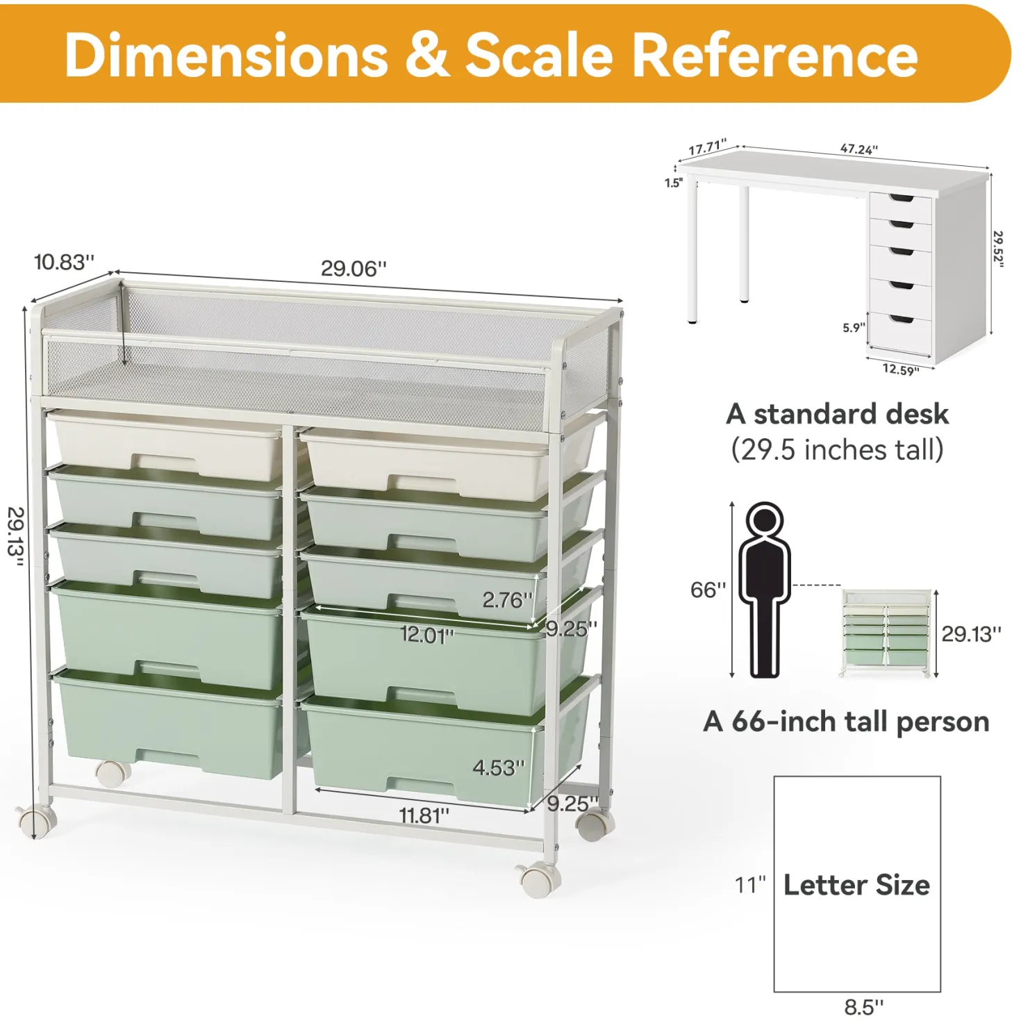 Rolling Craft Cart with Drawers, Rolling Utility Cart Art Craft Organizers and Storage with Lockable Wheels