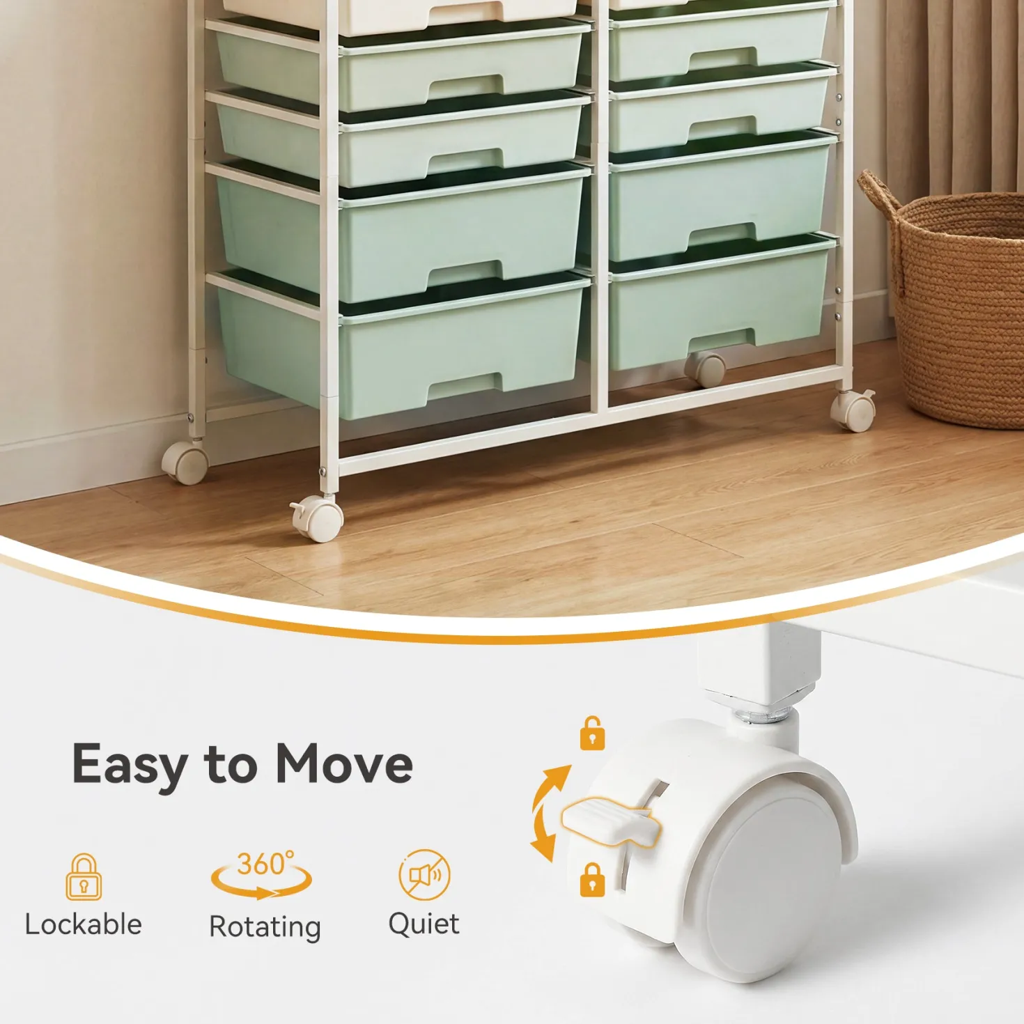 Rolling Craft Cart with Drawers, Rolling Utility Cart Art Craft Organizers and Storage with Lockable Wheels
