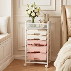 Rolling Craft Cart with Drawers, Rolling Utility Cart Art Craft Organizers and Storage with Lockable Wheels